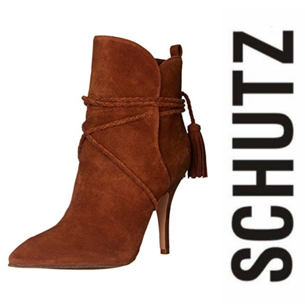 Schutz Brown Suede Ankle Booties